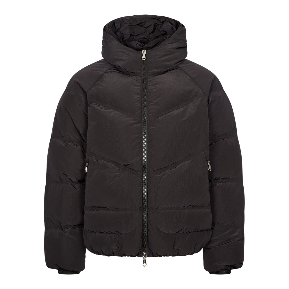 Cole Buxton Nylon Hooded Insulated Jacket In Black