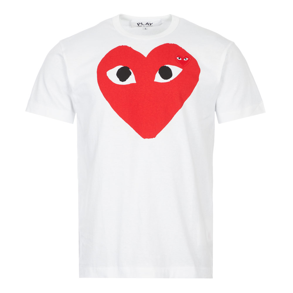 Shop Comme Des Garçons Play Large Double Heart Logo T-shirt In White