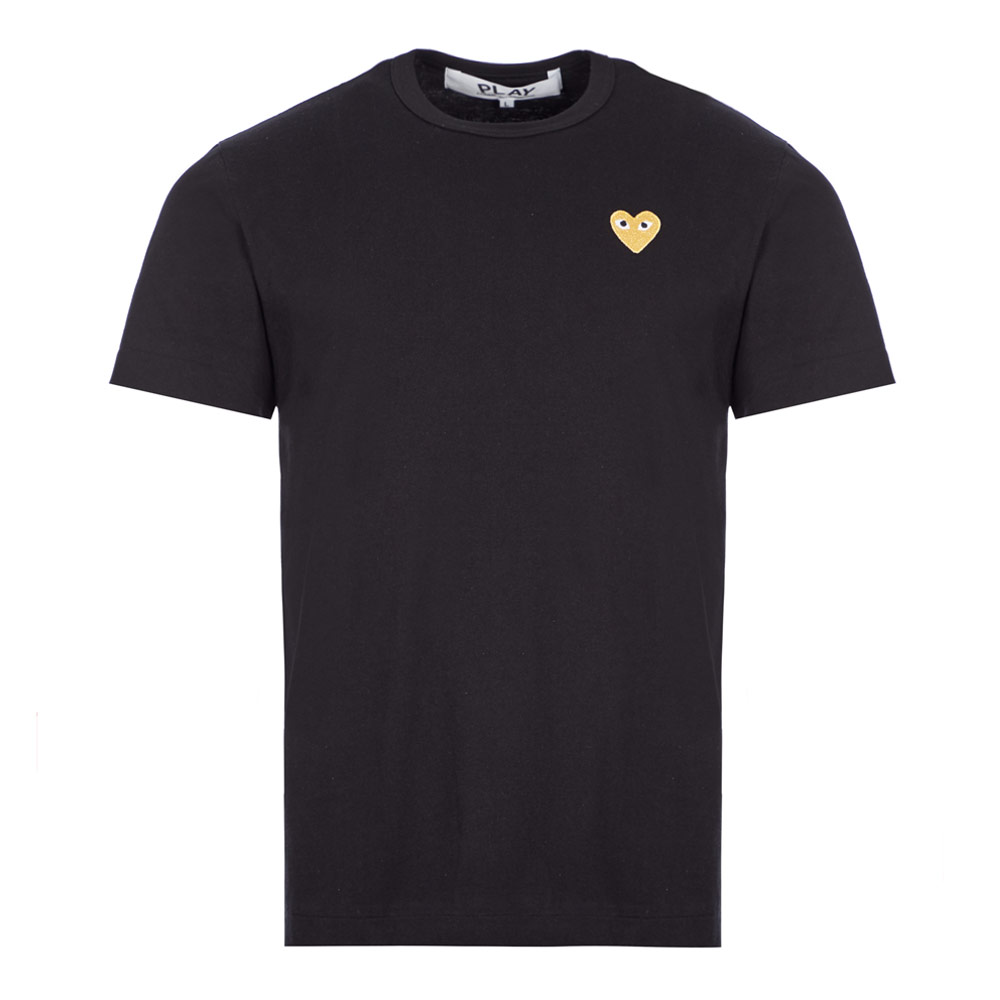 Shop Comme Des Garçons Play Gold Heart Logo T-shirt In Black