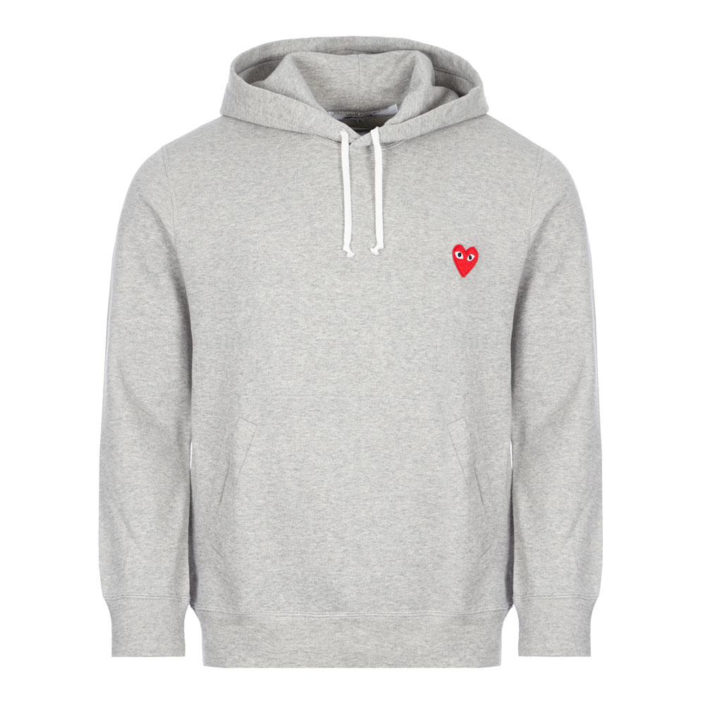 Shop Comme Des Garçons Play Small Logo Hoodie In Grey