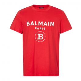 Balmain T-Shirt Rubber Logo | UH11601I371 MAI Red | Aphrodite