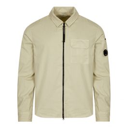 CP Company Zipped Gabardine Shirt | Pelican White | Aphrodite1994