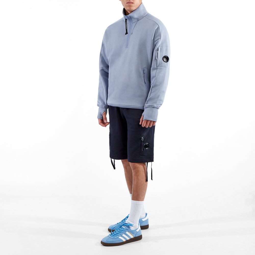 CP Company Half-Zip Sweatshirt | MSS051A 005086W 838 Blue Fog | Aphrod