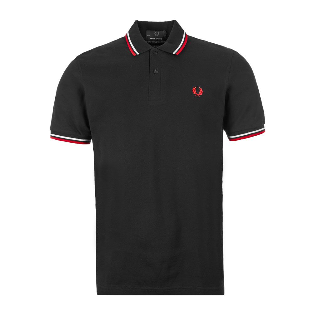 weekend kleding Beeldhouwwerk Fred Perry Twin Tipped Polo | Black /White /Bright Red | Aphrodite