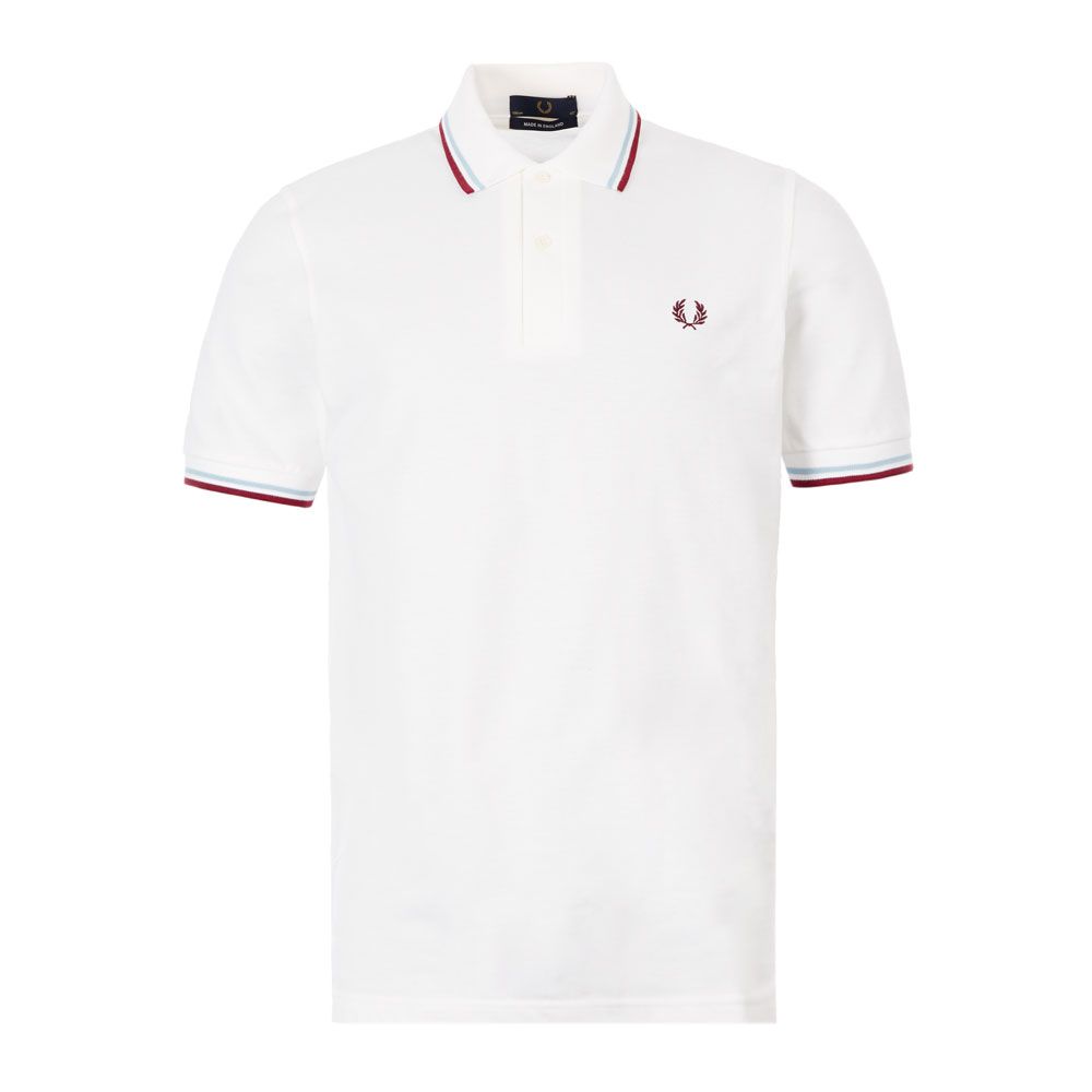 Fred Perry Twin Tipped Polo Shirt - White / Ice / Maroon