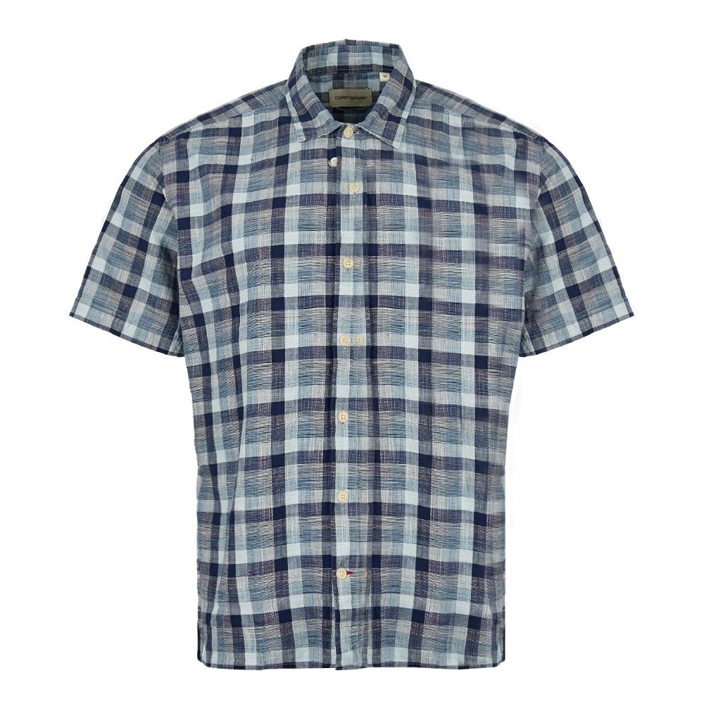 Oliver Spencer Short Sleeve Shirt | OSMS102 OTT01 BLU Blue | Aphrodite