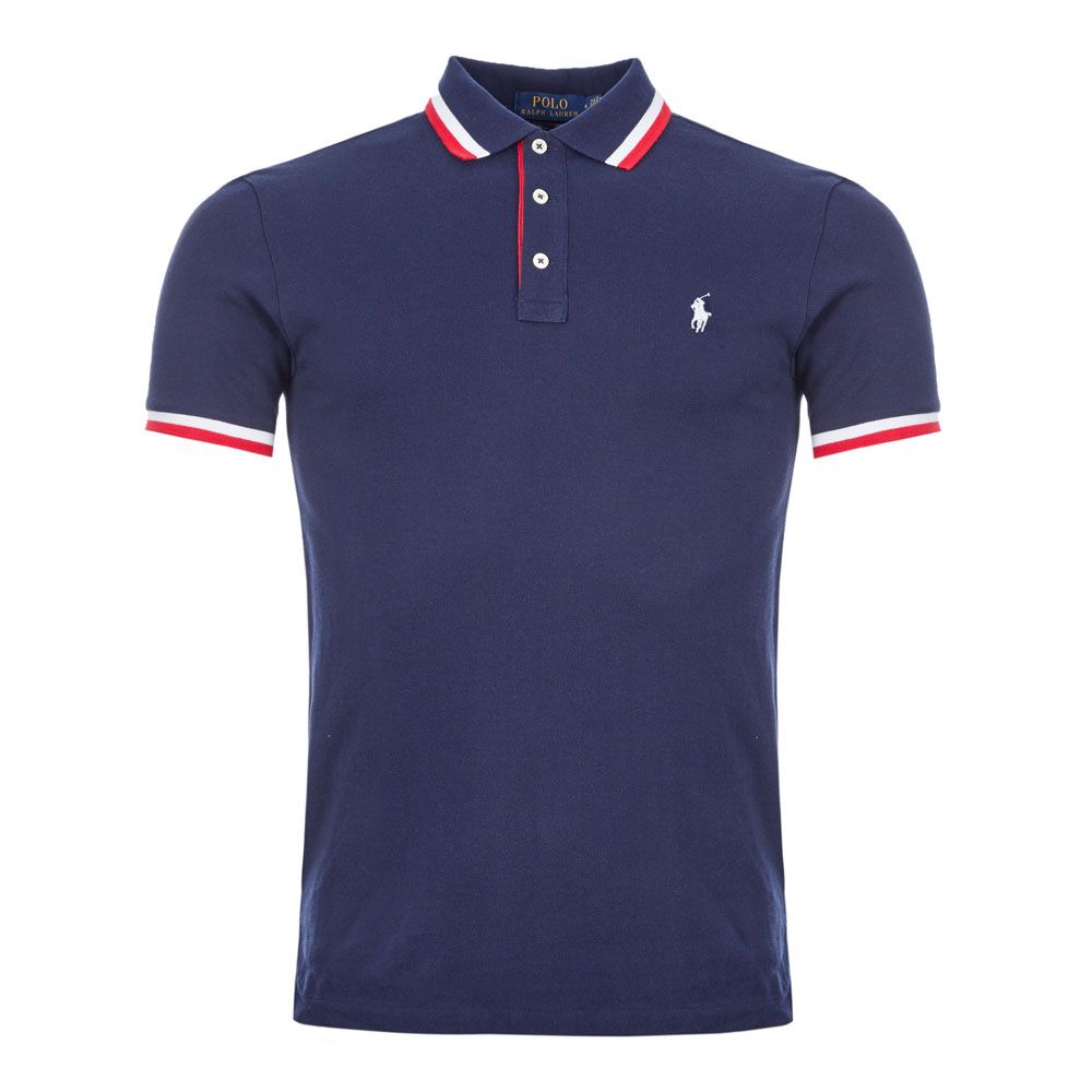 Ralph Lauren Polo Shirt Twin Tipped | 710784005 001 Navy / Red / White