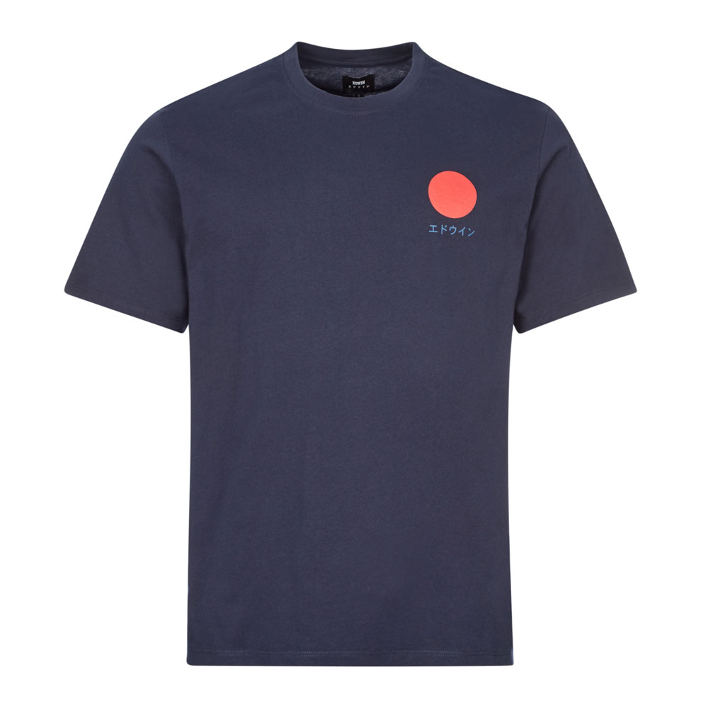Shop Edwin T-shirt Sun Logo In Navy