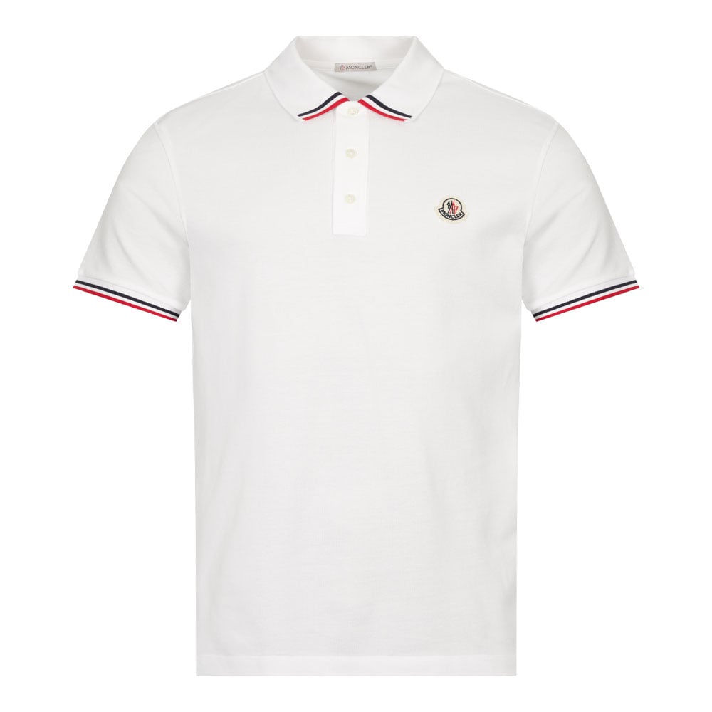 Shop Moncler Tipped Polo Shirt In White