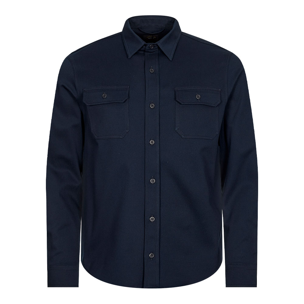 Paul And Shark Stretch Twill Overshirt In Navy