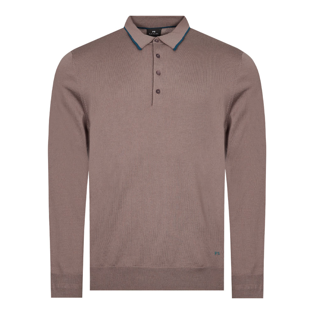 Paul Smith Long Sleeve Knitted Polo Shirt In Purple