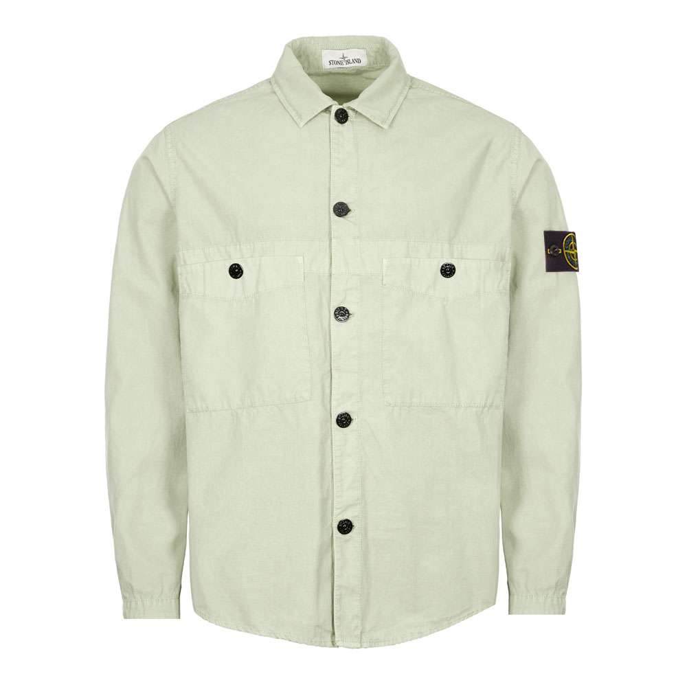 Stone Island Overshirt Brushed Cotton Canvas In Green